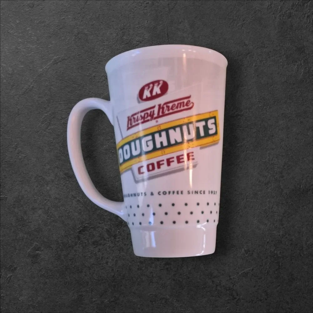 Krispy Kreme Tall Coffee Mug holds 18 Oz Heavy Duty Porcelain Ceramic
